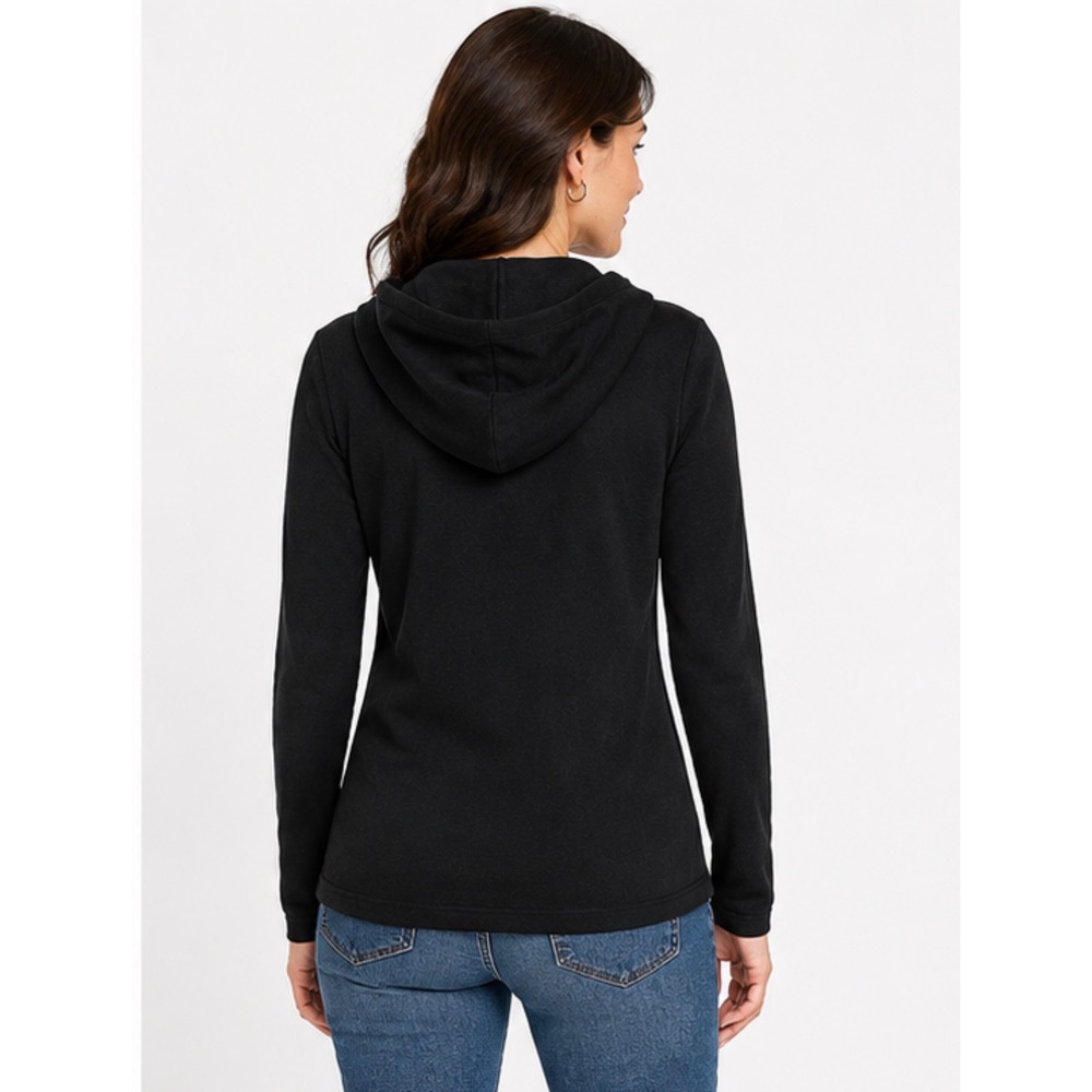 BCBG Womens Black Embroidered Zip Front Hoodie Sweater XL - Picture 4 of 8